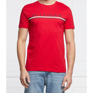 Tommy Hilfiger pánské červené triko Corp stripe - XXL (XLG)